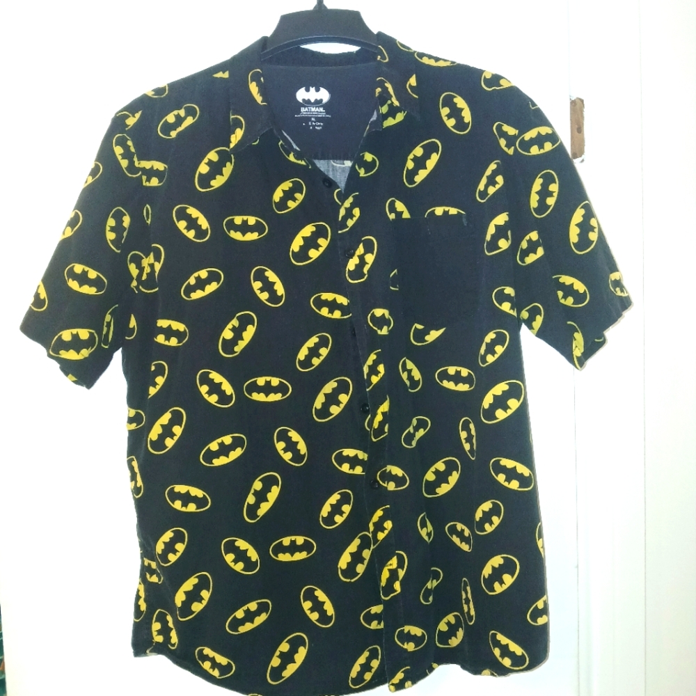 Batman Black and Yellow Casual Button Down Shirt